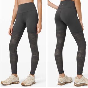 Lululemon Camo Sheer Will High Rise Tight 28" Pants Stretch Leggings Mesh Luon